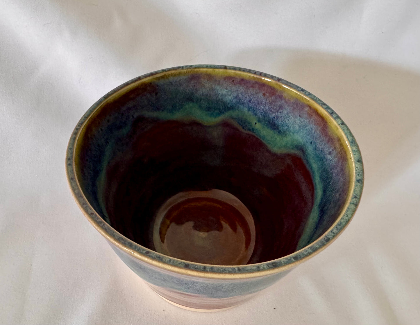 A bowl (straight sided, purples-blues)