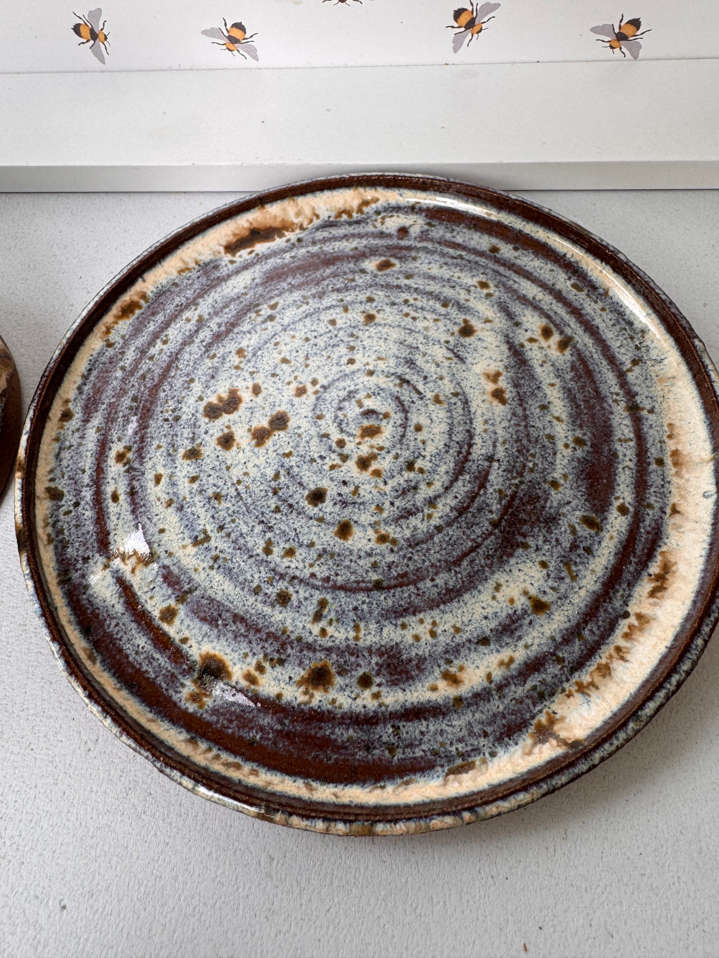 Butter dish (blues & creams & brown)