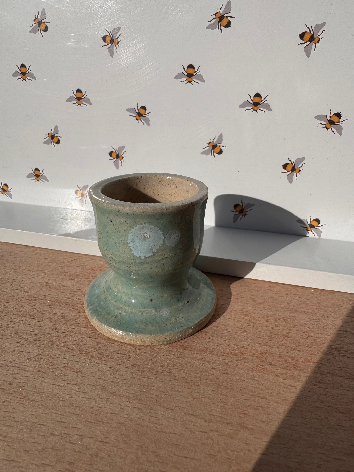 Egg cup (light blue with crystal blooms)