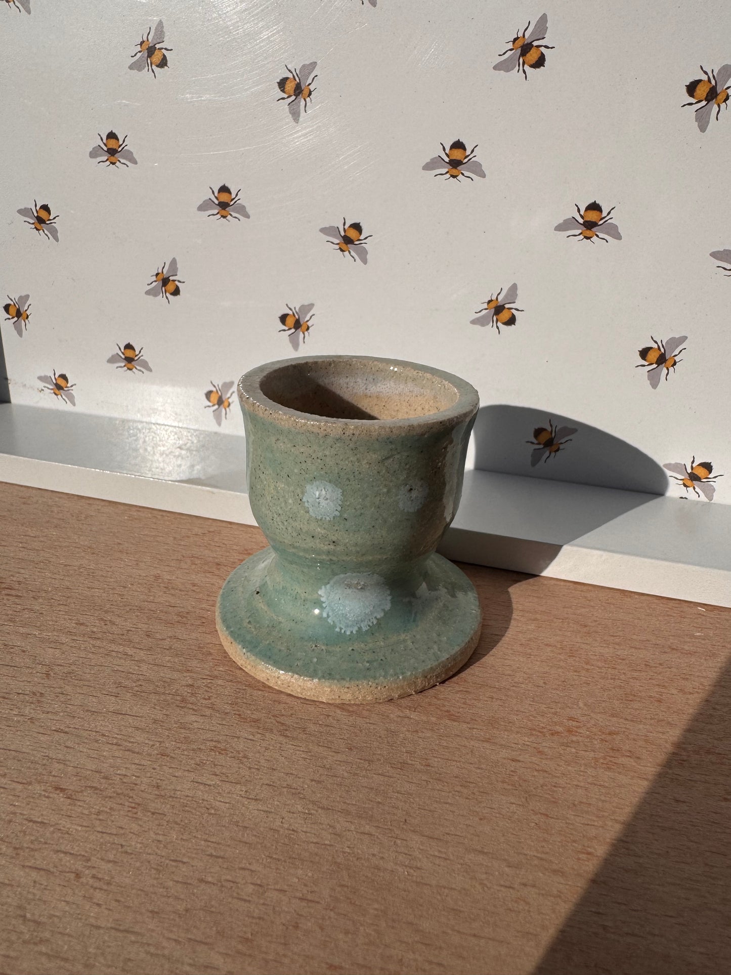 Egg cup (light blue with crystal blooms)