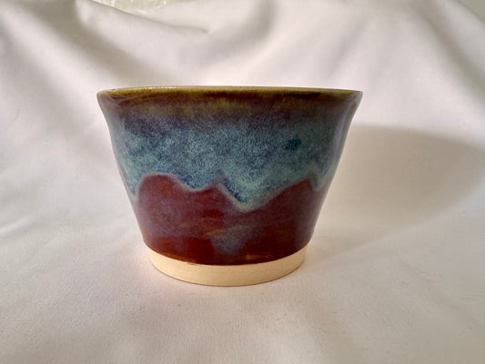 A bowl (straight sided, purples-blues)