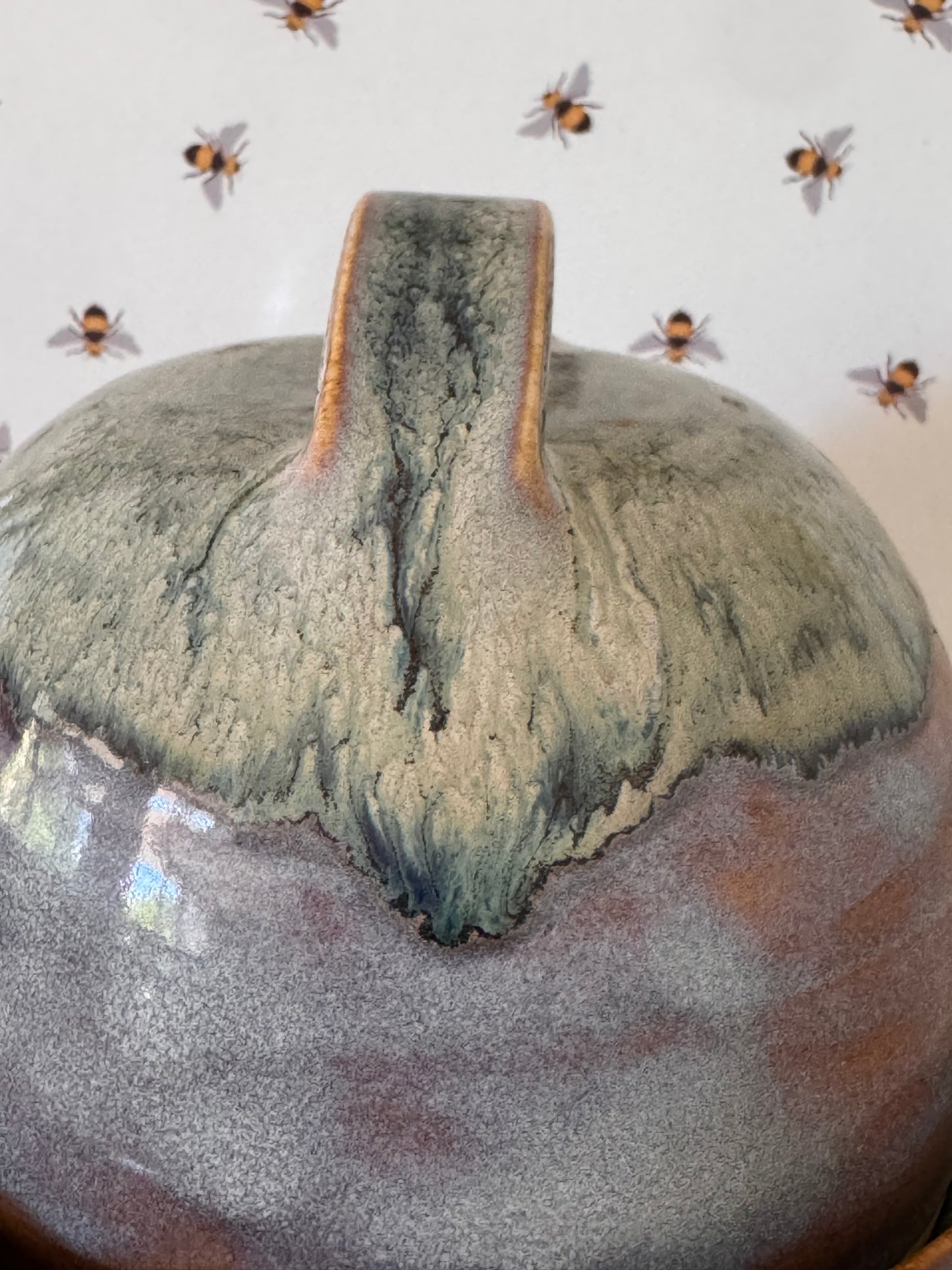 Butter dish (blues mingling with soft purples)