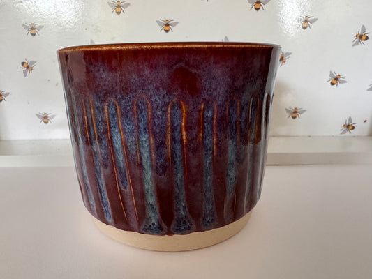 A coffee beaker (purples & blues)