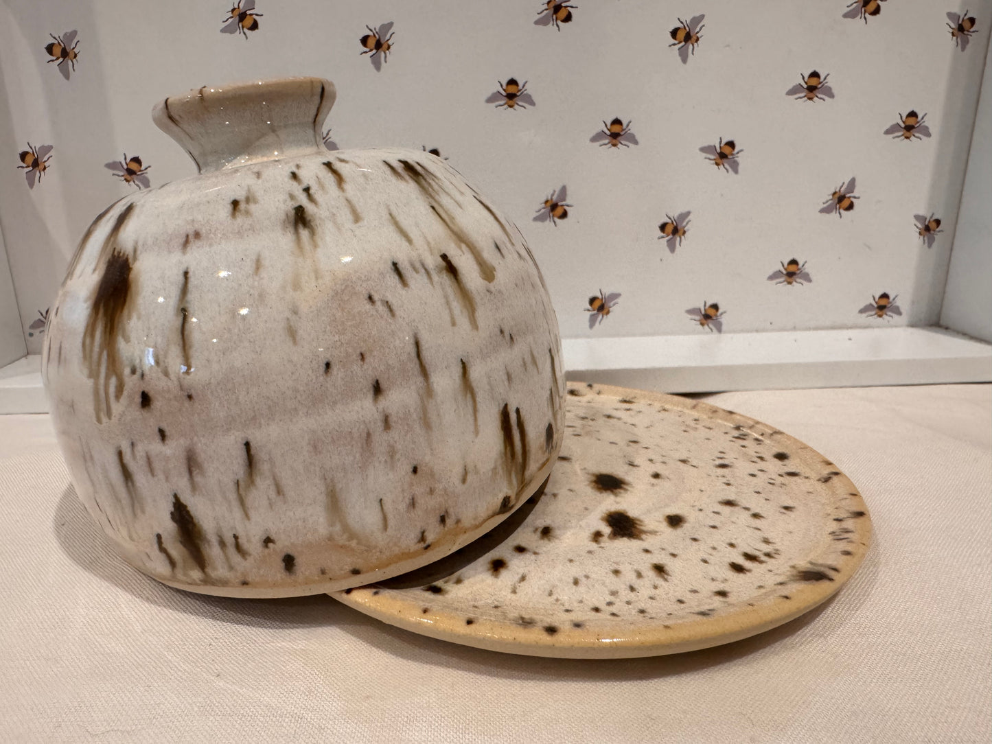 Butter dish (cream with brown flecks)