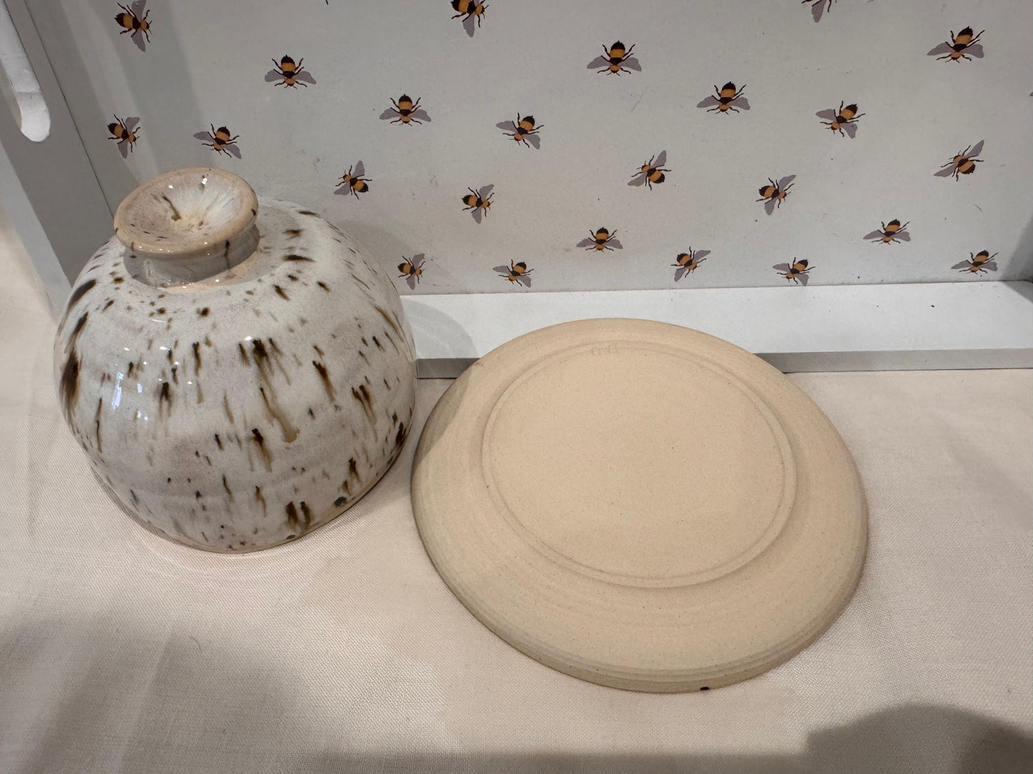 Butter dish (cream with brown flecks)