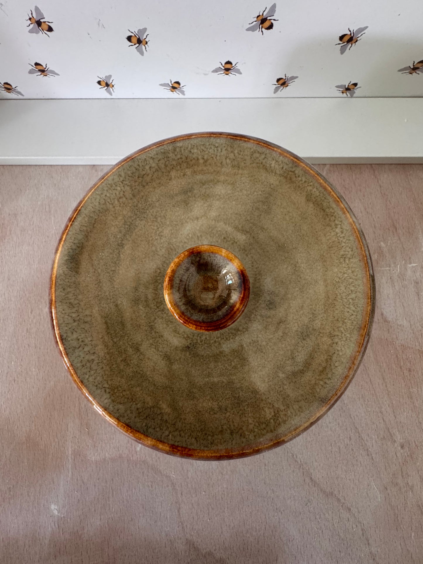 Butter dish (pale greens/ browns)