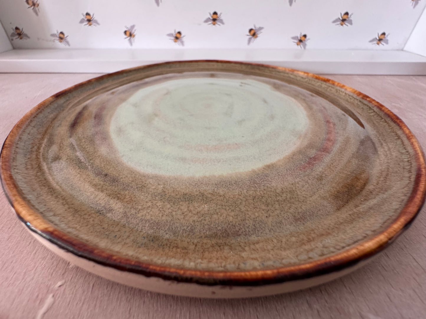 Butter dish (pale greens/ browns)