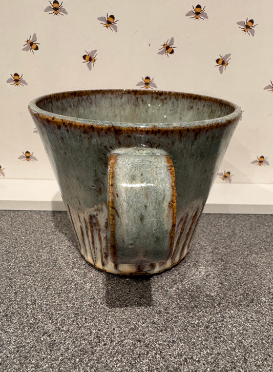 A mug (blues & browns, speckled clay)