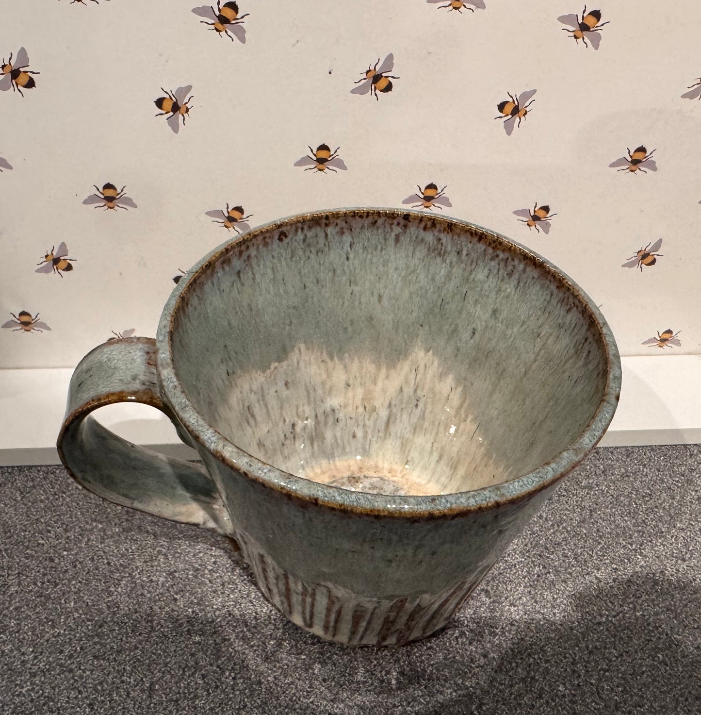 A mug (blues & browns, speckled clay)