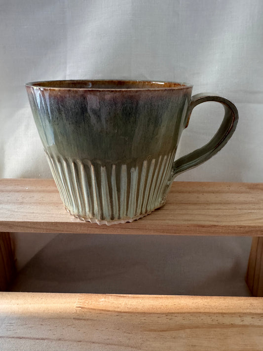A fluted mug (light greens)