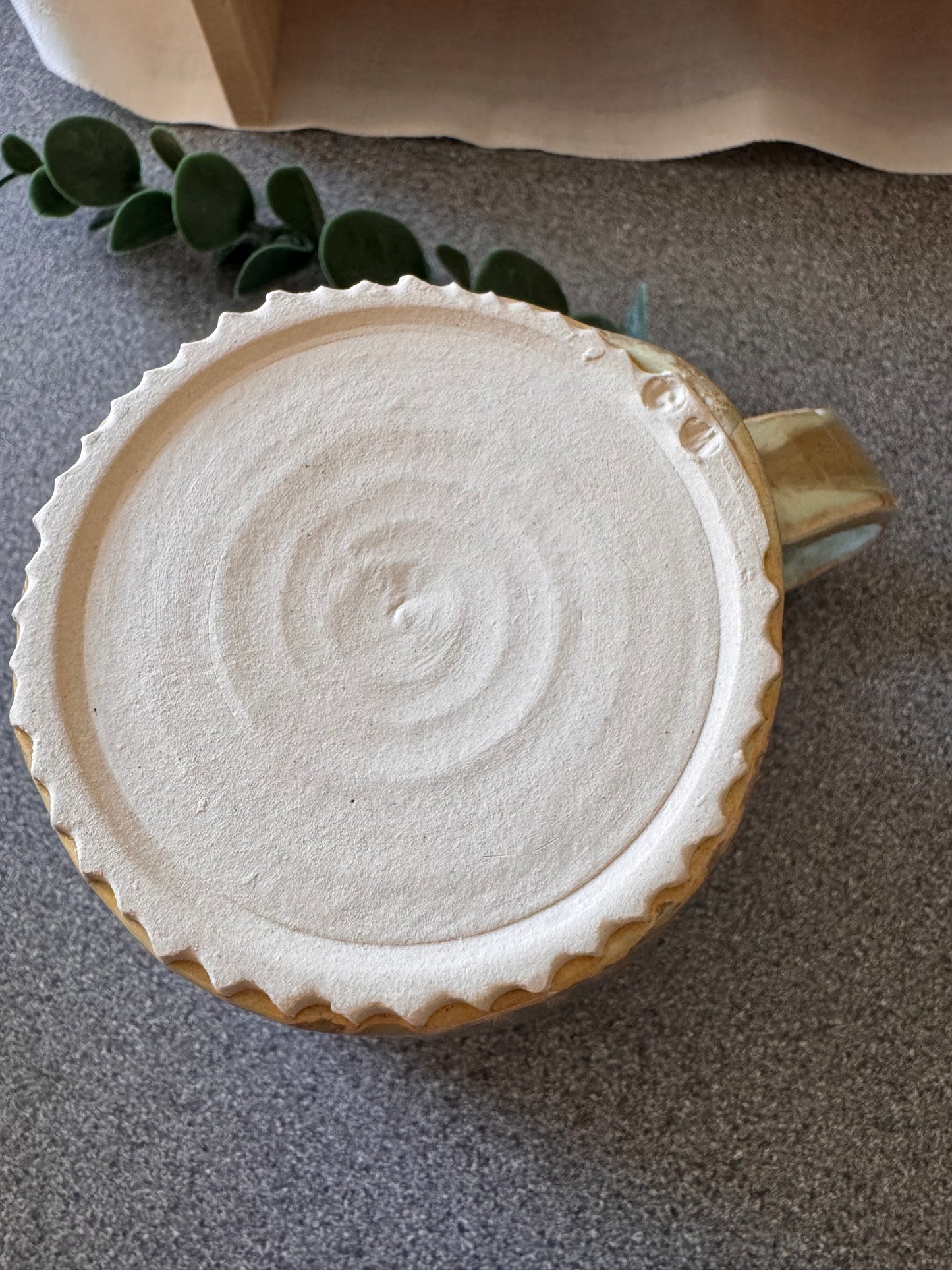 A fluted mug (light greens)