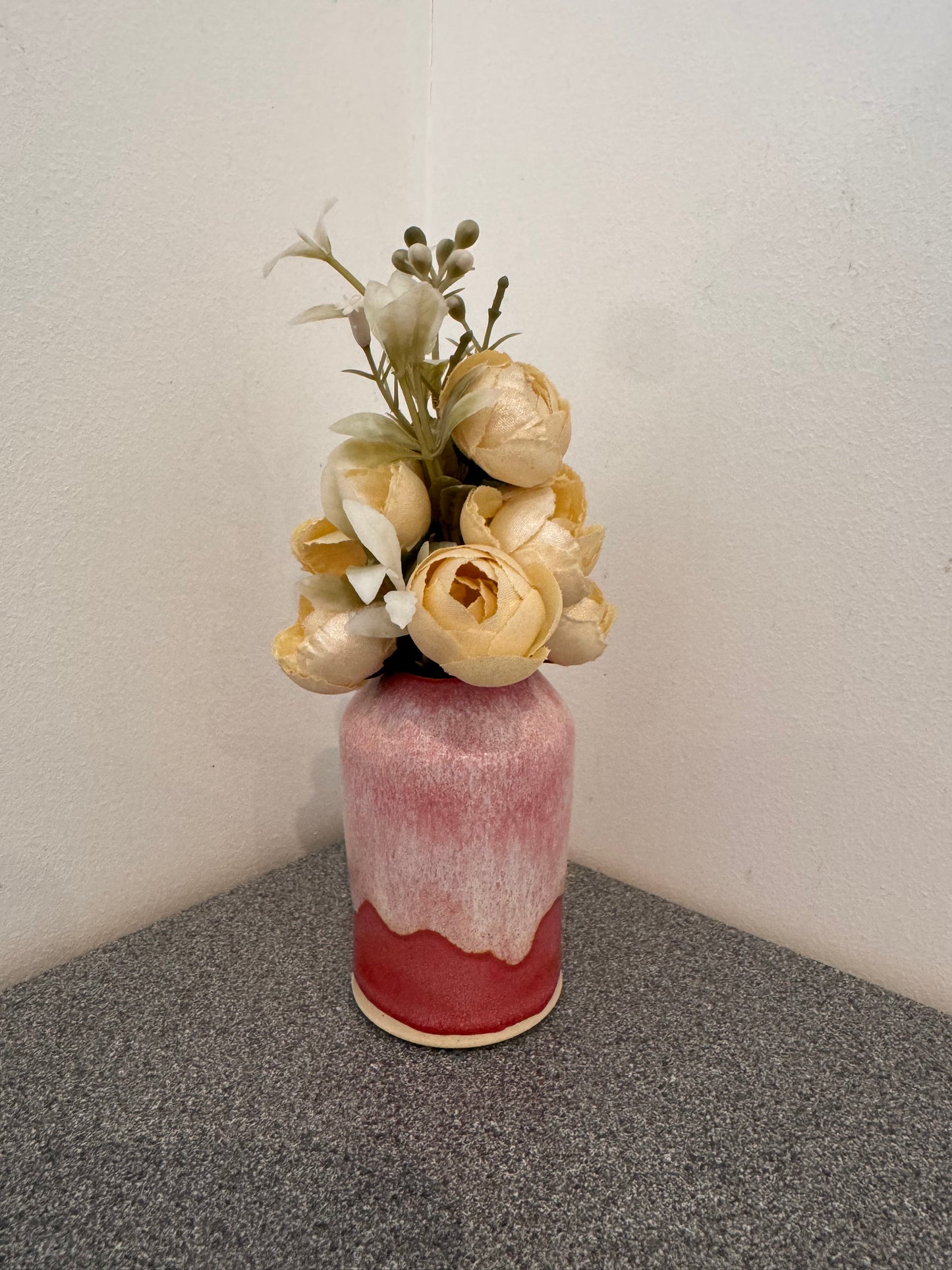 Hand thrown vase (pinks)